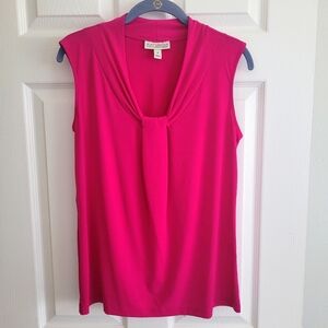 Dana Buchman V Neck Top Sleveless Dark Raspberry Pink Size Small